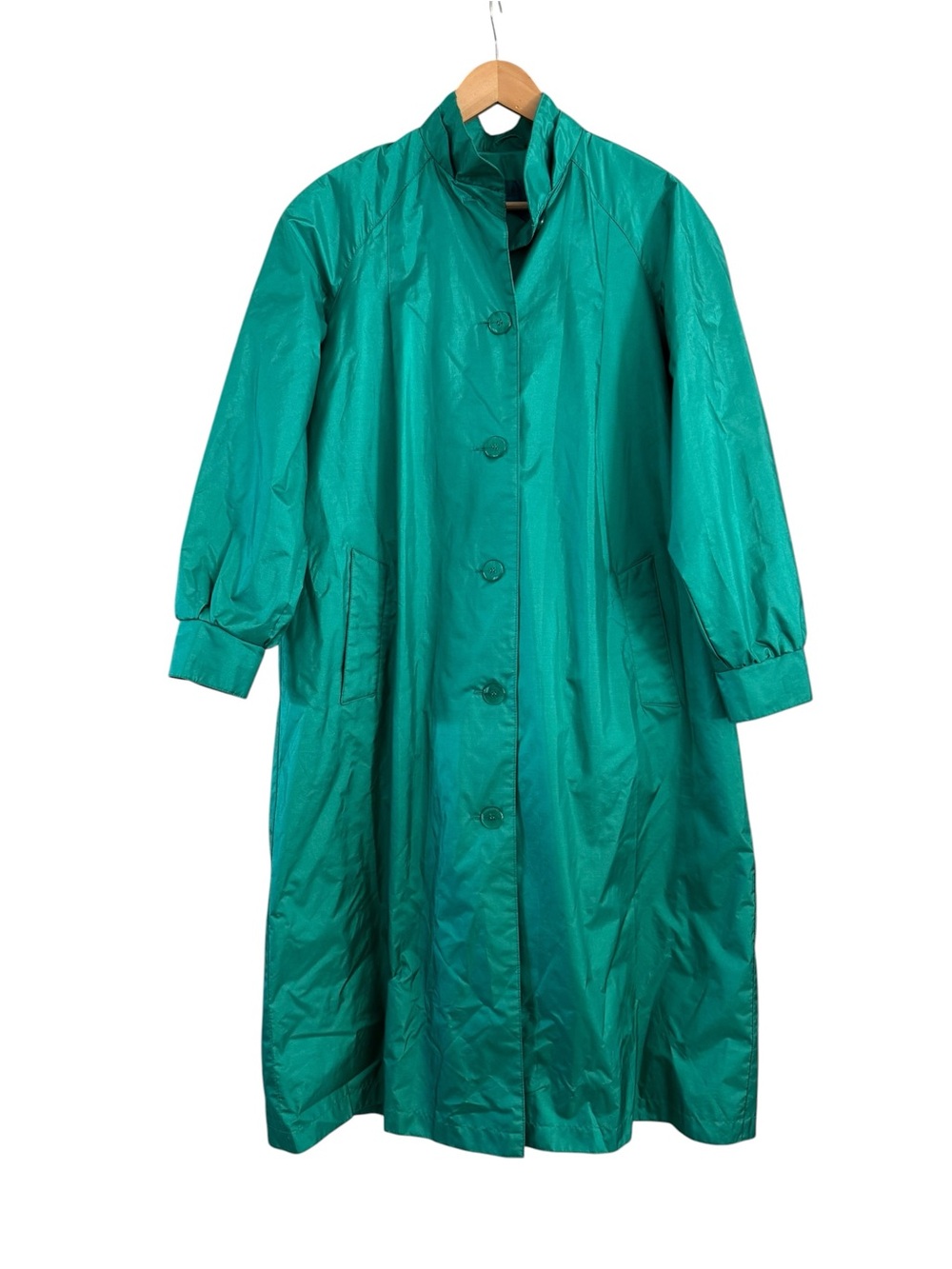 Vintage Rain Trench Coat Teal EB by Design Long Raincoat Women’s Size 12 P